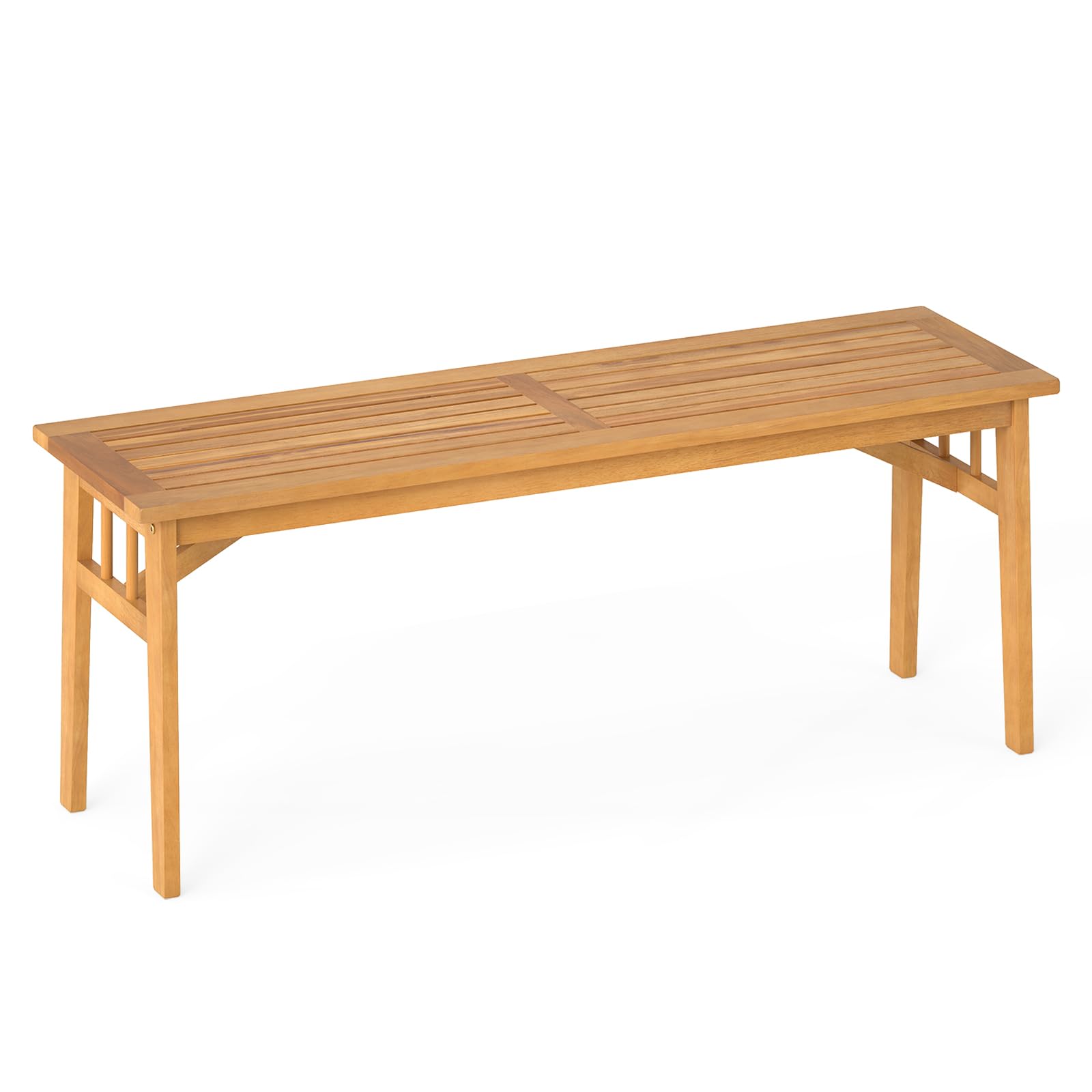 Tangkula 48” Long Patio Dining Bench with Slatted Seat